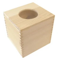 Papperslåda i trä rund skärning 14 x 12.3 H 14 cm