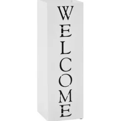 vidaXL Förvaringskrokar & Hyllor-Paraplyställ welcome stål vit