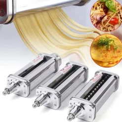 Pastamaskiner-Pastamaskinstillbehör - Fettuccine-skärare - Manuell pastaskärare - Rostfritt stål - Hemkök - Ljusgrå