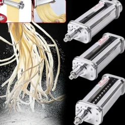 Pastamaskiner-Pastamaskinstillbehör - Fettuccine-skärare - Manuell pastaskärare - Rostfritt stål - Hemkök - Ljusgrå