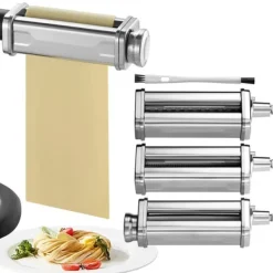 Pastatillbehör för KitchenAid, rostfritt stål, Pasta Roller, Spaghetti- och Fettuccine-cutter, 8 justerbara tjocklekar, 3 delar.