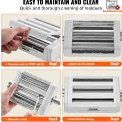 Pastatillsats, 3-i-1 rostfritt stål pastarulle- och skärset, 25,5x14,3x5,4 cm, rostfritt stål