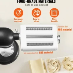 Pastatillsats, 3-i-1 rostfritt stål pastarulle- och skärset, 25,5x14,3x5,4 cm, rostfritt stål