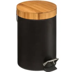 Soptunnor & Papperskorgar-Pedalhink, Bambu / Metall, 3 L - Svart