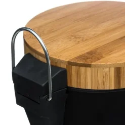 Soptunnor & Papperskorgar-Pedalhink, Bambu / Metall, 3 L - Svart