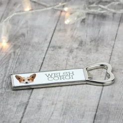 Pembroke Welsh Corgi - flasköppnare med foto och inskription för Art-Dog öl