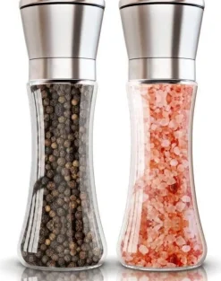 Peppar- och Saltkvarn - Pepparkvarn - Manuell Pepparkvarn - Justerbar Korns Storlek - 2PCS