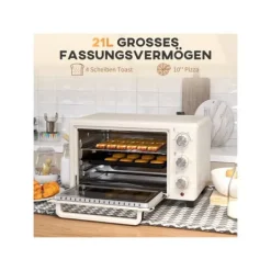 Petit four Grille-pain 21 liter med 1 galler och 1 bakplåt, 3 tillagningslägen, 100°C-230°C