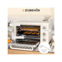 Petit four Grille-pain 21 liter med 1 galler och 1 bakplåt, 3 tillagningslägen, 100°C-230°C