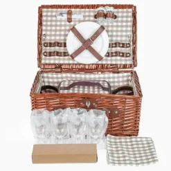 Viking Choice Kärl För Mat & Dryck-Picknickkorg - 4 personer - 29 stycken - flätad korg - 42x28x20cm
