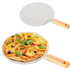 Pizzaspade - Bakspade - Rund - Rostfritt stål - För pizza, paj och tårta - Silver
