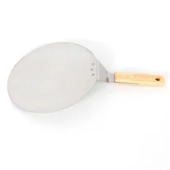 Pizzaspade - Bakspade - Rund - Rostfritt stål - För pizza, paj och tårta - Silver