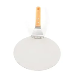 Pizzaspade för pizzaugn - Pizza peel - Rostfritt stål - Trähandtag - Yta 25,5 x 30 cm - Längd 43,5 cm - Silver