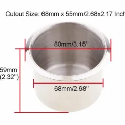 Underläggshållare-Pofet - AUZ4512 - Set med 4 universal mugghållare i rostfritt stål för pokerbord, soffa - 68 x 55 mm