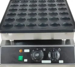 Poffertjes-/Minipannkaksmaskin - Elektrisk Bordsmodell - 36 Hål - Gjutjärn Med Nonstickbeläggning - 1 kW - Termostat 50–300 °C - För Hem & Café