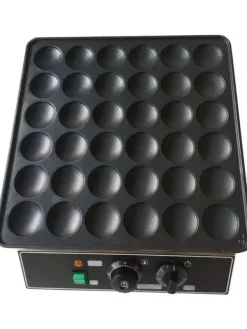 Poffertjes-/Minipannkaksmaskin - Elektrisk Bordsmodell - 36 Hål - Gjutjärn Med Nonstickbeläggning - 1 kW - Termostat 50–300 °C - För Hem & Café