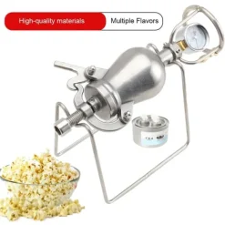 Popcornmaskin - Manuell popcornpanna - Rostfritt stål - För spis och öppen låga - Tjock vägg - Mini