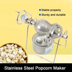 Popcornmaskin - Manuell popcornpanna - Rostfritt stål - För spis och öppen låga - Tjock vägg - Mini