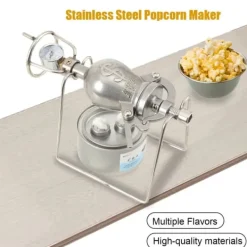 Popcornmaskin - Manuell popcornpanna - Rostfritt stål - För spis och öppen låga - Tjock vägg - Mini
