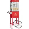 Popcornmaskin med vagn, 0,2 kg rostfri stålkittel, röd, kommersiell