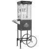 Popcornmaskin med vagn, 0,2 kg rostfri stålkittel, svart, kommersiell