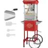Popcornmaskin med vagn, 850W, 8 oz, röd, högpresterande, lättanvänd för perfekta popcorn hemma, fest och biokvällar