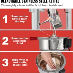 Popcornmaskin med vagn, 850W, 8 oz, röd, högpresterande, lättanvänd för perfekta popcorn hemma, fest och biokvällar