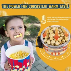 Popcornmaskin 300W 2,5 Oz, Bordsskiva, Röd, Snabb och Lätt Att Använda, Perfekt för Filmkvällar och Fester