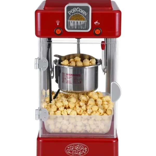 Popcornmaskin 300W 2,5 Oz, Bordsskiva, Röd, Snabb och Lätt Att Använda, Perfekt för Filmkvällar och Fester