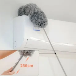 Rengöringsutrustning-Praktisk dammvippa av mikrofiberfjäder med teleskophandtag i grått - 81 (256) x 13 cm - böjbar borttagbar tvättbar