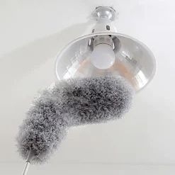 Rengöringsutrustning-Praktisk dammvippa av mikrofiberfjäder med teleskophandtag i grått - 81 (256) x 13 cm - böjbar borttagbar tvättbar