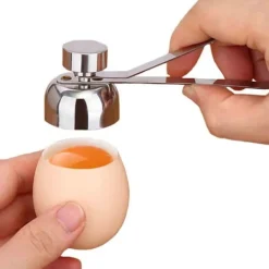 Praktisk äggskärare i rostfritt stål för kokt äggskalöppnare