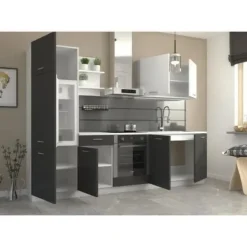 PREGO komplett kök - L 270 cm - Grafitgrå - 210 cm bänkskiva ingår