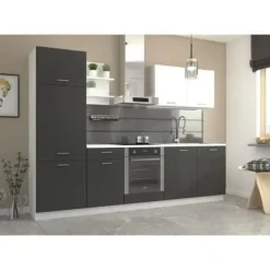 PREGO komplett kök - L 270 cm - Grafitgrå - 210 cm bänkskiva ingår