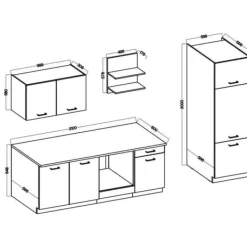 PREGO komplett kök - L 270 cm - Grafitgrå - 210 cm bänkskiva ingår