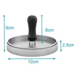 Press för hamburgare i grått med 11,5 cm diameter - för grillning, camping, hem och catering