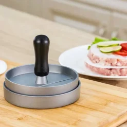 Press för hamburgare i grått med 11,5 cm diameter - för grillning, camping, hem och catering