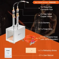 Gasbrännare-Propanässja, 2-brännare fyrkantig rostfri, stor kapacitet, metallsmide