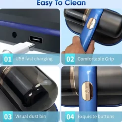 Påslös Handhållen Dammsugare med UV och HEPA-filter, Perfekt för Allergiker