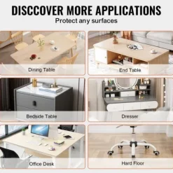 PVC bordsskydd 54x54 tum, klart plast skrivbordsskydd, 1,5 mm tjockt, hållbart och vattentåligt