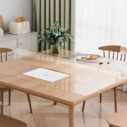 PVC bordsskydd 54x54 tum, klart plast skrivbordsskydd, 1,5 mm tjockt, hållbart och vattentåligt