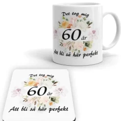 60år födelsedag Mugg + Underlägg paket