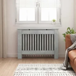 vidaXL Elpannor & Värmepannor-Radiatorlock Betonggrå 112 x 19 x 81,5 cm Konstruerat trä