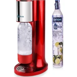 Röd AquaDream kolsyrasifon för kolsyrat vatten, patronset