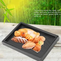 Rektangulär Form Massivt Trä Te Kaffe Snacks Mat Måltider Serveringsbricka Tallrik Restaurang Brickor #1