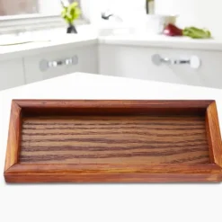 Serveringsfat & Skålar-Rektangulärt Trä Tefat Serveringsbord Tallrik Snacks Matförvaringsskål för Hotellhem (20*8cm)