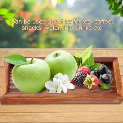 Serveringsfat & Skålar-Rektangulärt Trä Tefat Serveringsbord Tallrik Snacks Matförvaringsskål för Hotellhem (20*8cm)