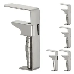 Relaxdays Bordsklämmor, set med 5, justerbara för tjocka bord, rostfritt stål, upp till 4 cm, silver.