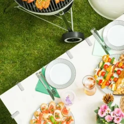 Relaxdays Bordsklämmor, set med 5, justerbara för tjocka bord, rostfritt stål, upp till 4 cm, silver.