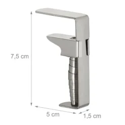 Relaxdays Bordsklämmor, set med 5, justerbara för tjocka bord, rostfritt stål, upp till 4 cm, silver.